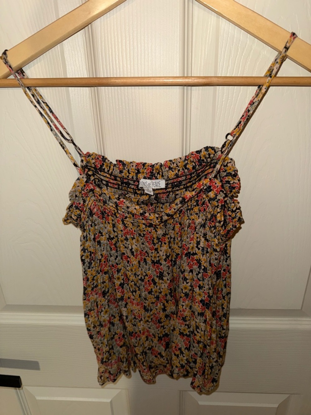 Rompers & Peace Floral Smocked Yellow Multi Spaghetti-Strap Camisole
